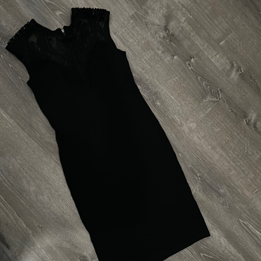 Guess black dress size small with lace top and shoulder beading.